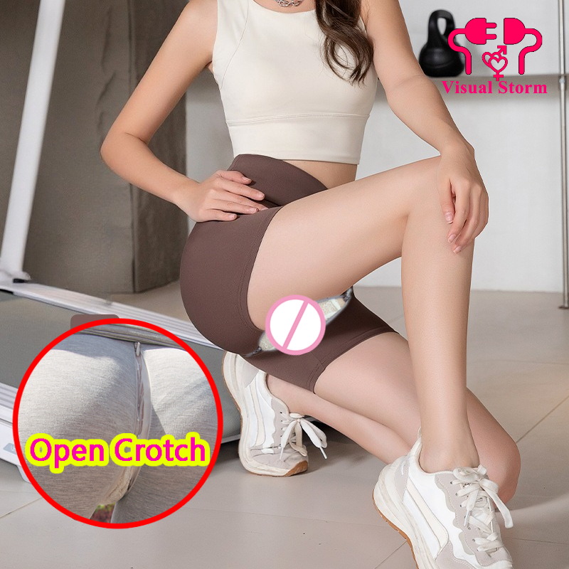 Outdoor Sport Leggings - Woman Open Crotch Pants with Hidden