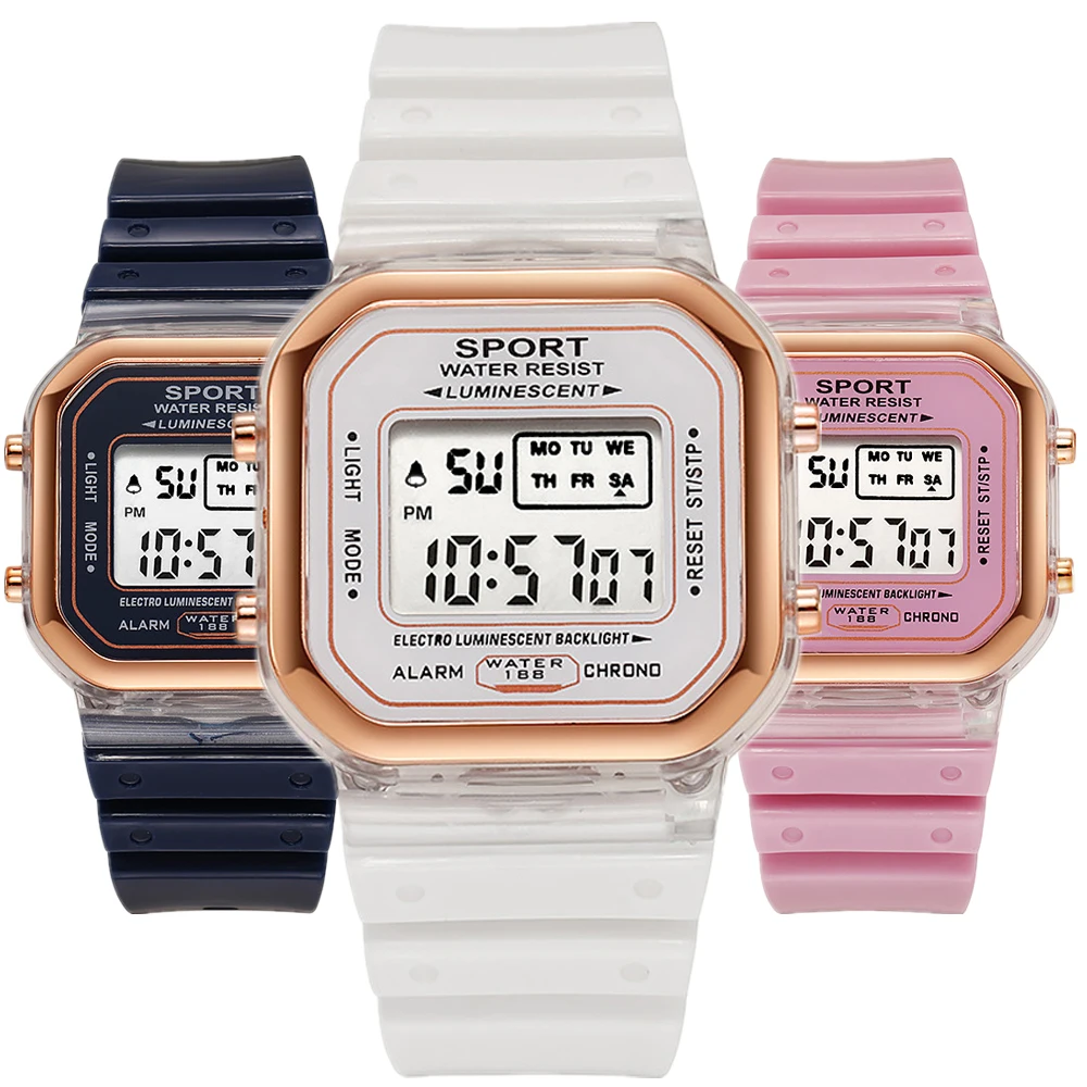 Outdoor Sport Watch - Fashion Brand Student Transparent Electronic Watch
