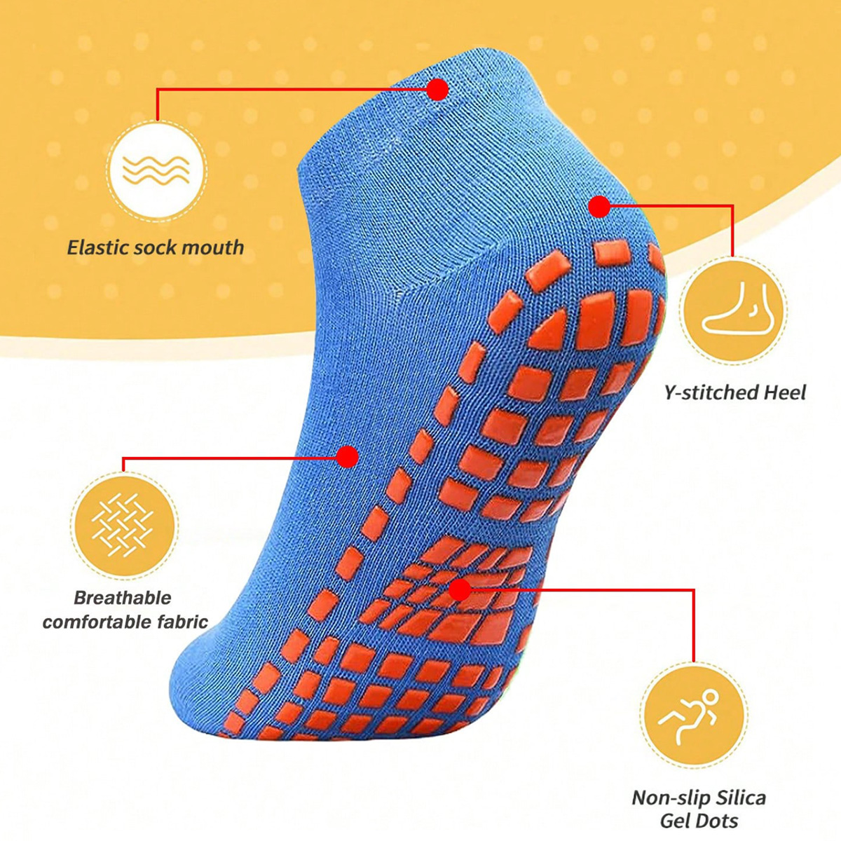1/4 Pairs Unisex Silicone Non  - Trampoline Park Sock 评论和价格